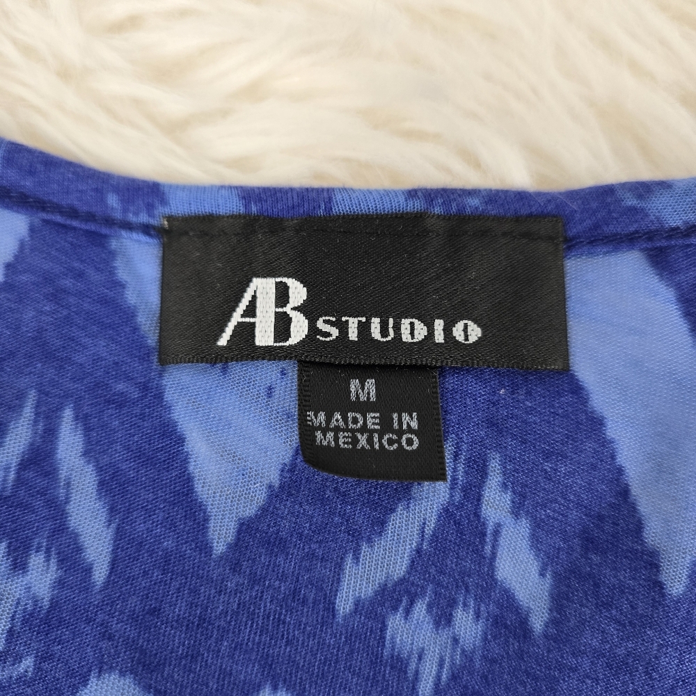 AB Studio Blue Ruffle Front Top - Picture 10 of 12